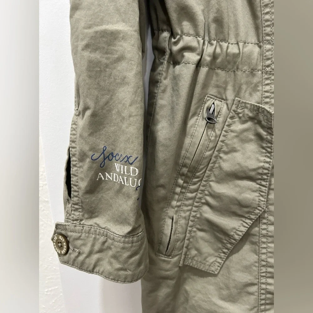 SOCCX Spirit Utility jacket zipper buttoned fitted hood drawstring waist rare - Picture 3 of 7